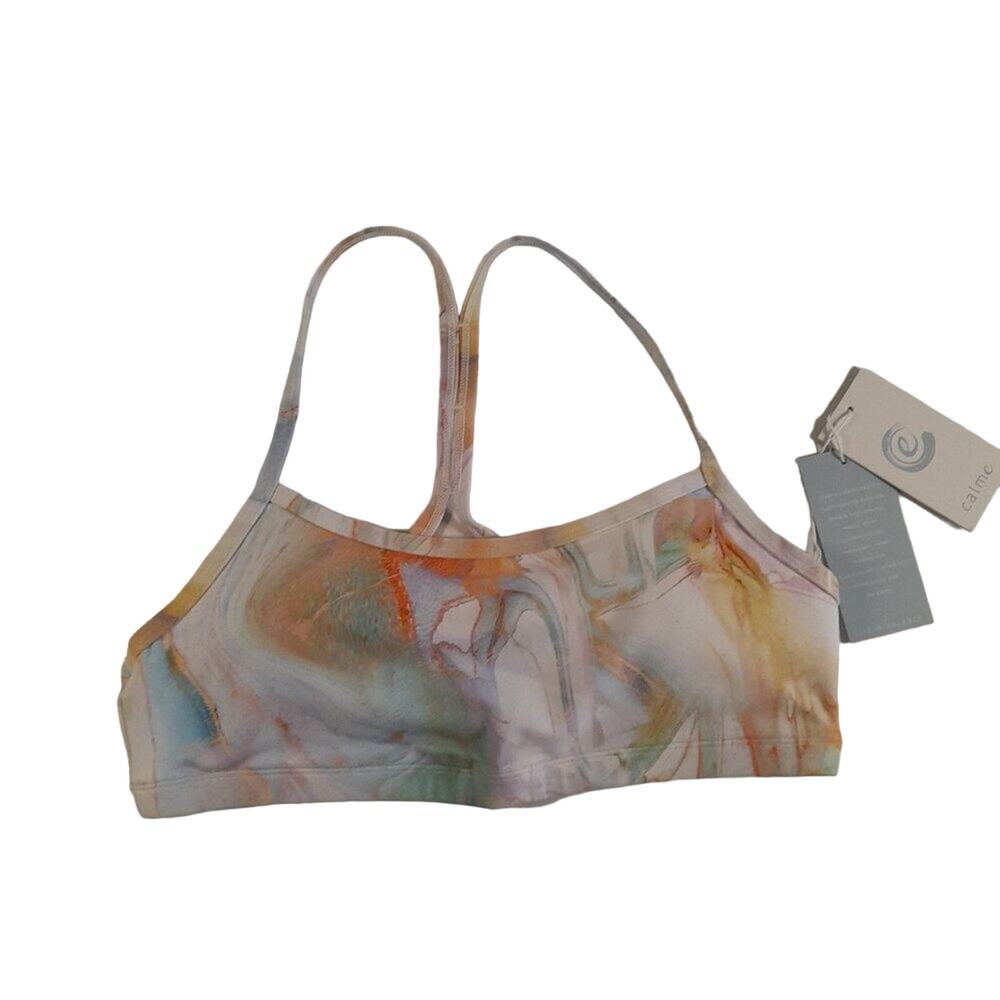Calme by Johnny Was Marbled Sports Bra Women L NWT BohoChic Boho Athleisure Luxe